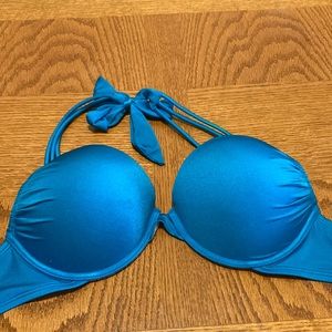 Victoria’s Secret padded underwire swim top with halter tie. 34C